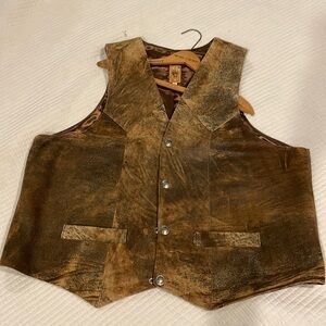 Vintage Brown Suede Leather Vest for Men